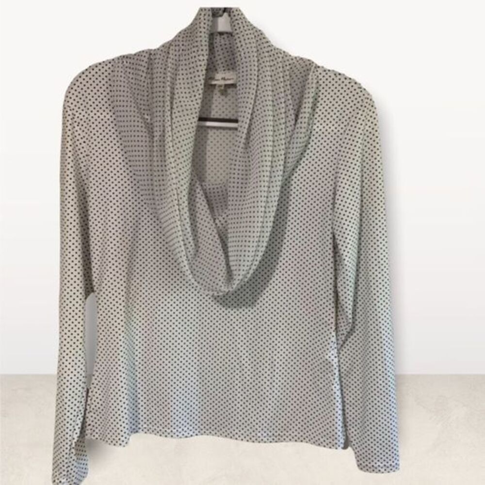 Blanc Nature Polka Dot Long Sleeve Drape Neck Blouse EU 44 (10-12 US)